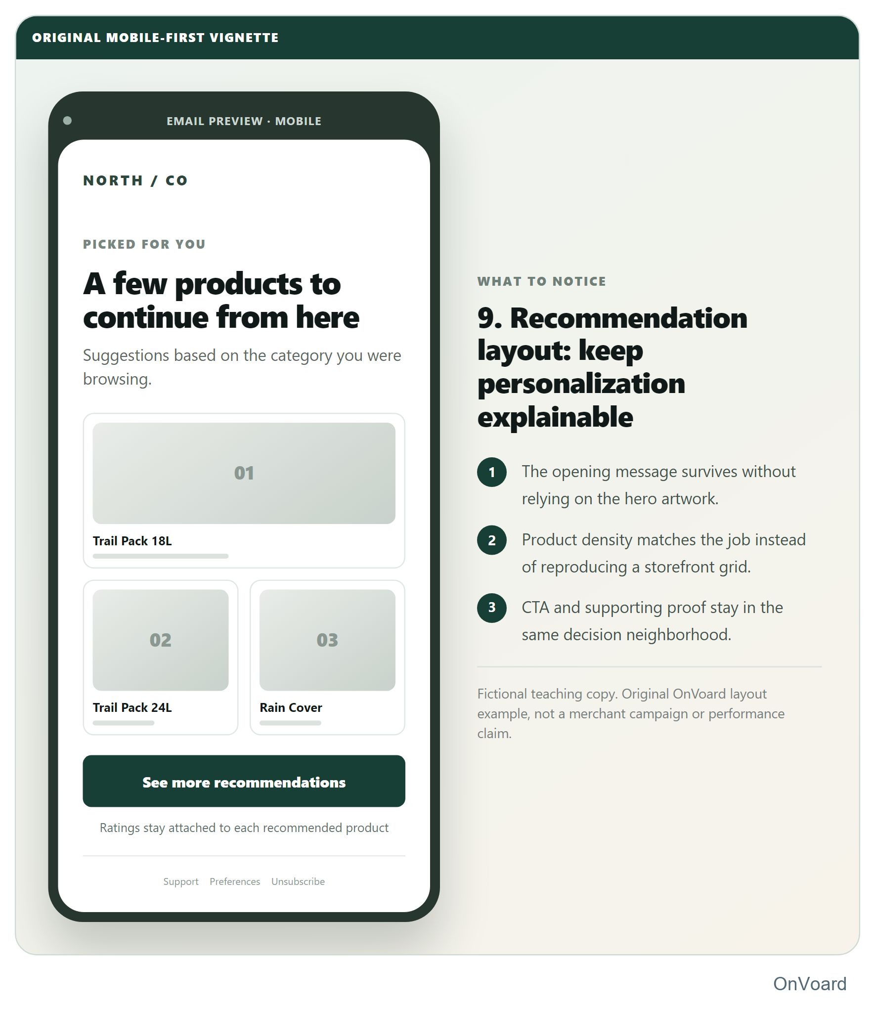 9. Recommendation layout: keep personalization explainable