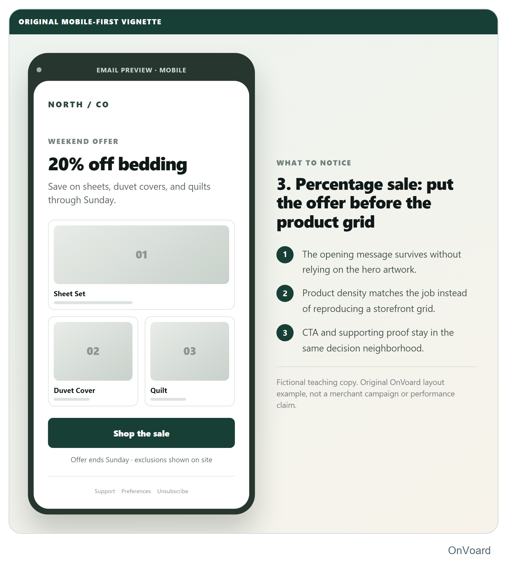 3. Percentage sale: put the offer before the product grid