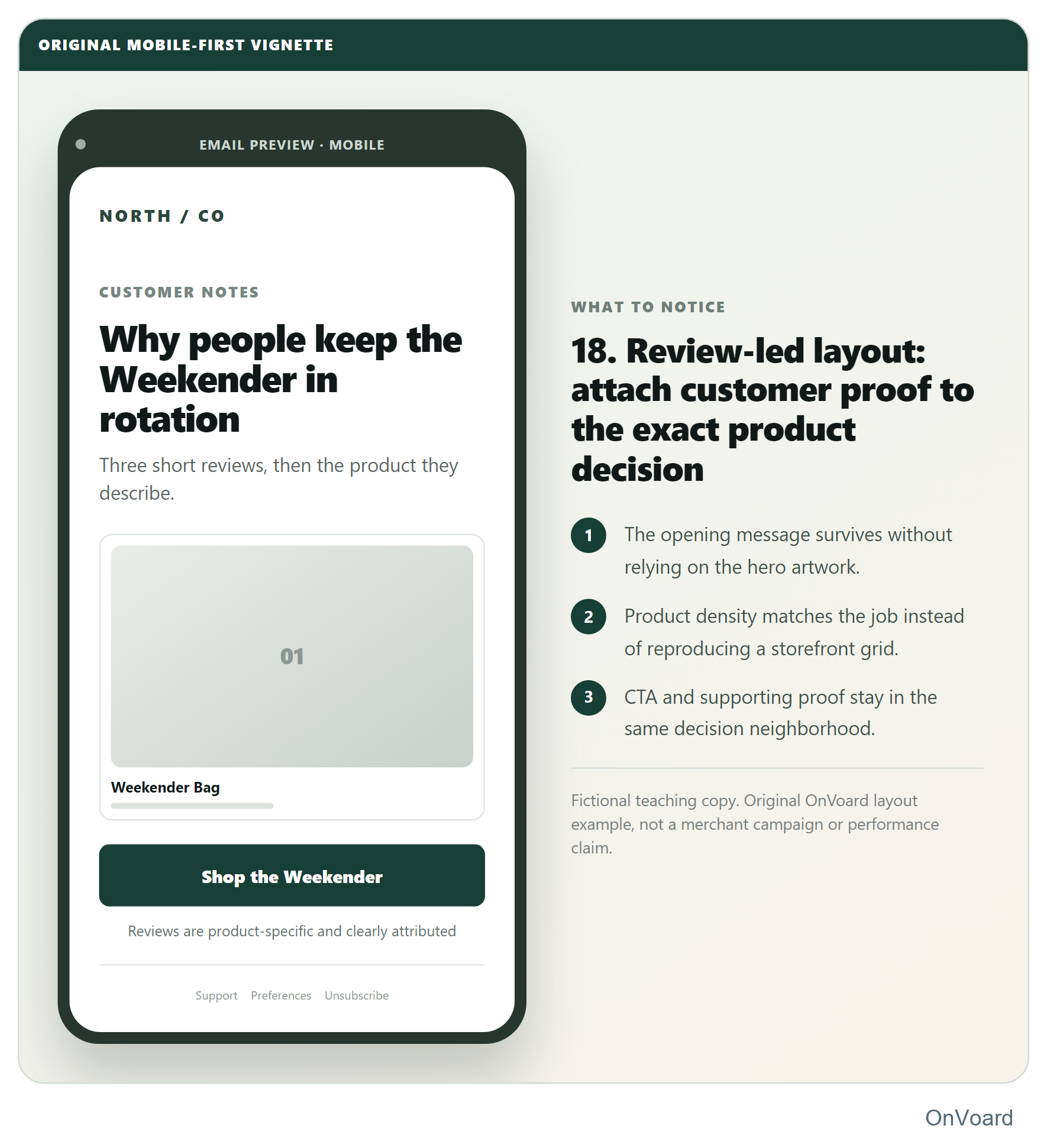 18. Review-led layout: attach customer proof to the exact product decision