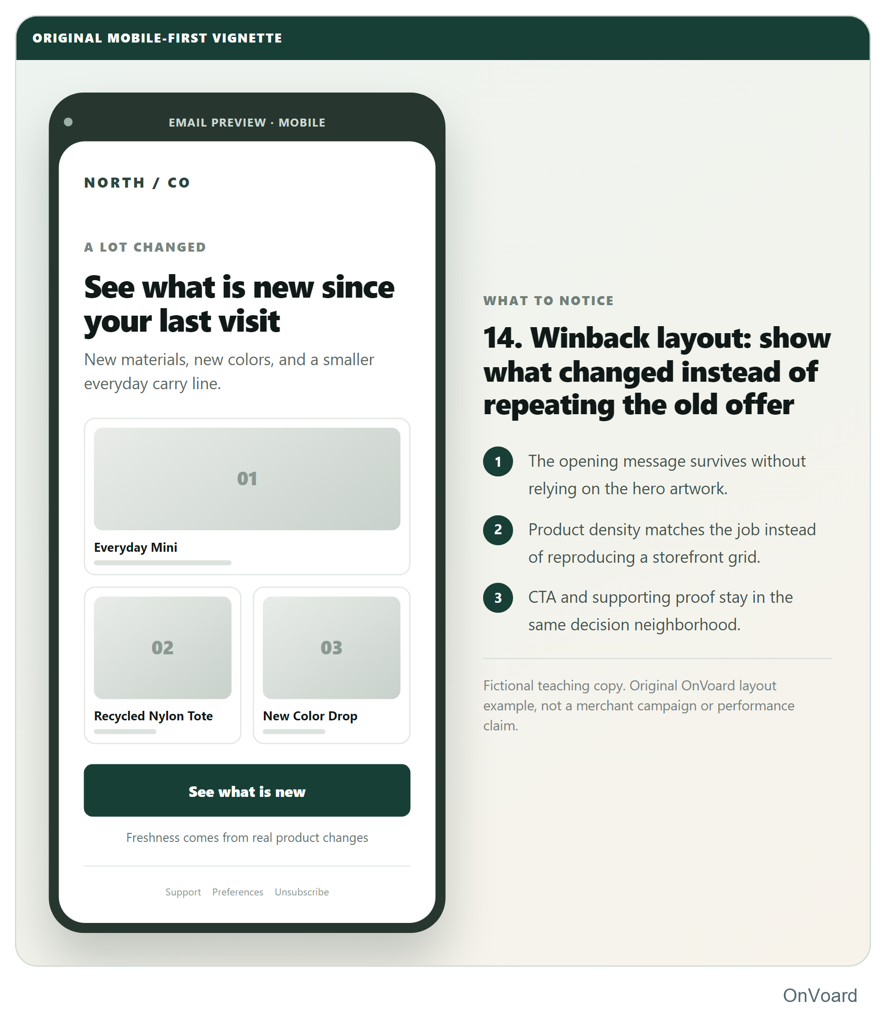 14. Winback layout: show what changed instead of repeating the old offer