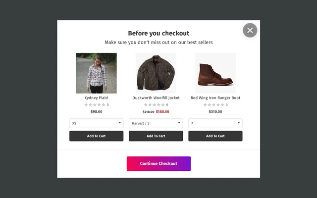 Cross Sell (Initiate Checkout)