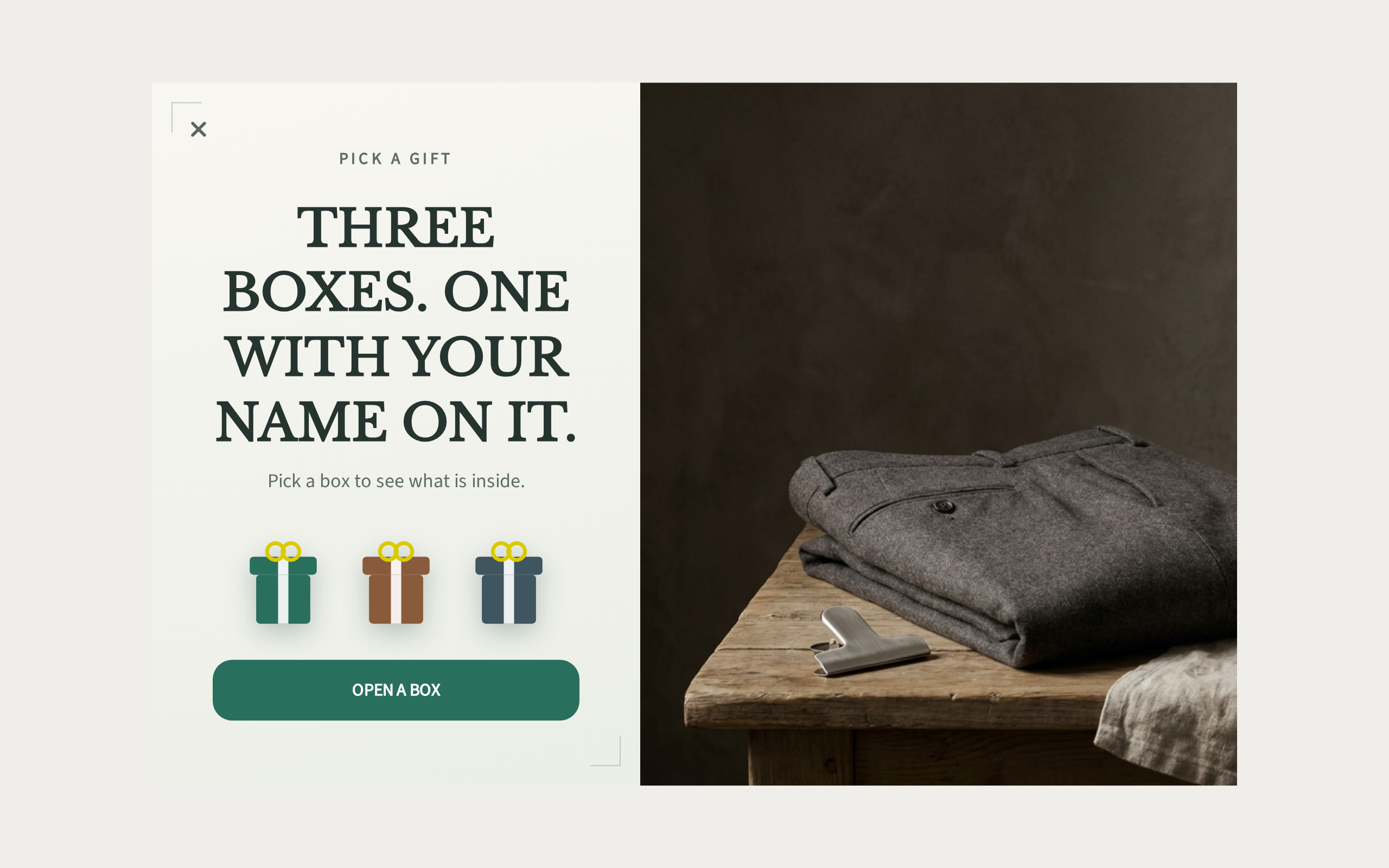 Fashion Pick a Gift, step 1 of 4 (Play (Pick a Gift))