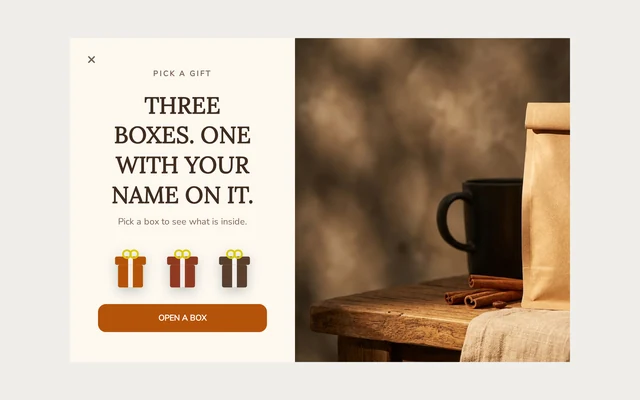 Coffee Pick a Gift, step 1 of 4 (Play (Pick a Gift))