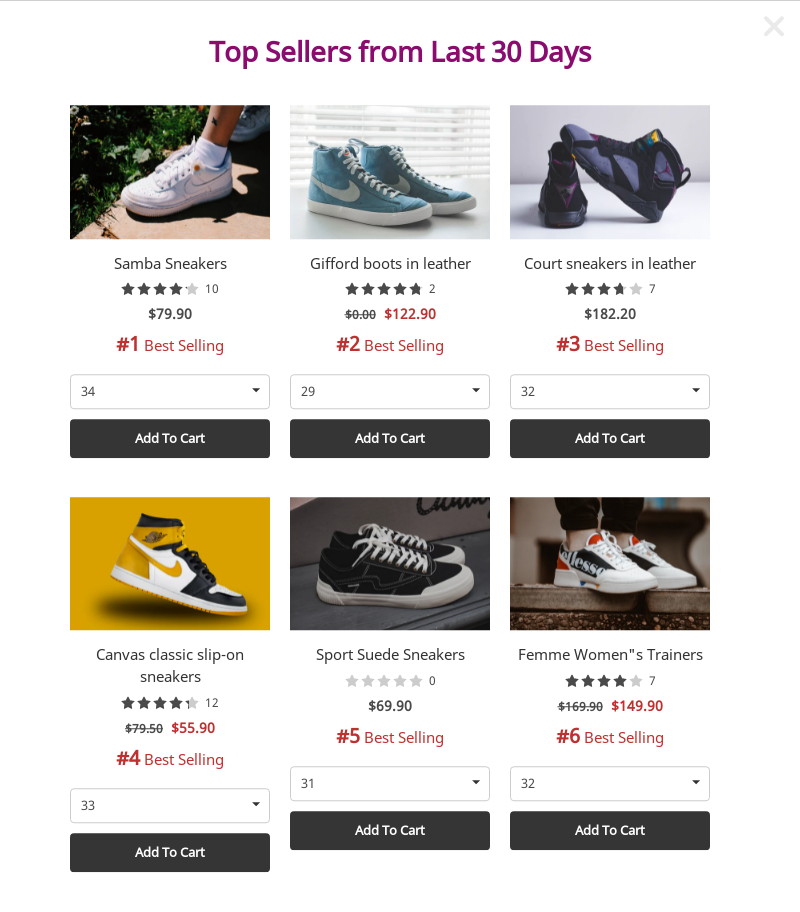 Top Sellers Product Recommendations