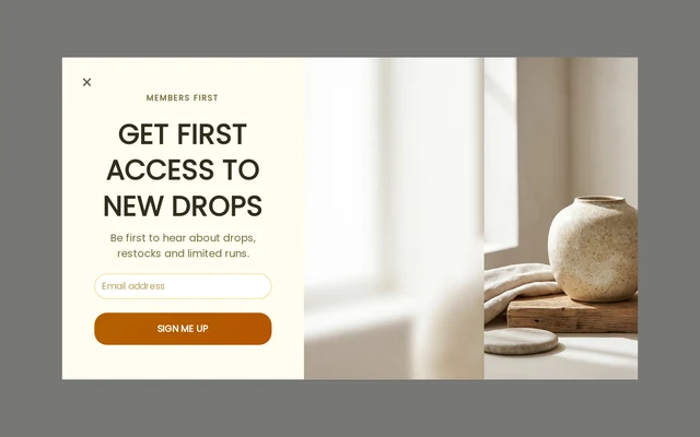 Home Decor Early Access, step 1 of 3 (Capture (Email))