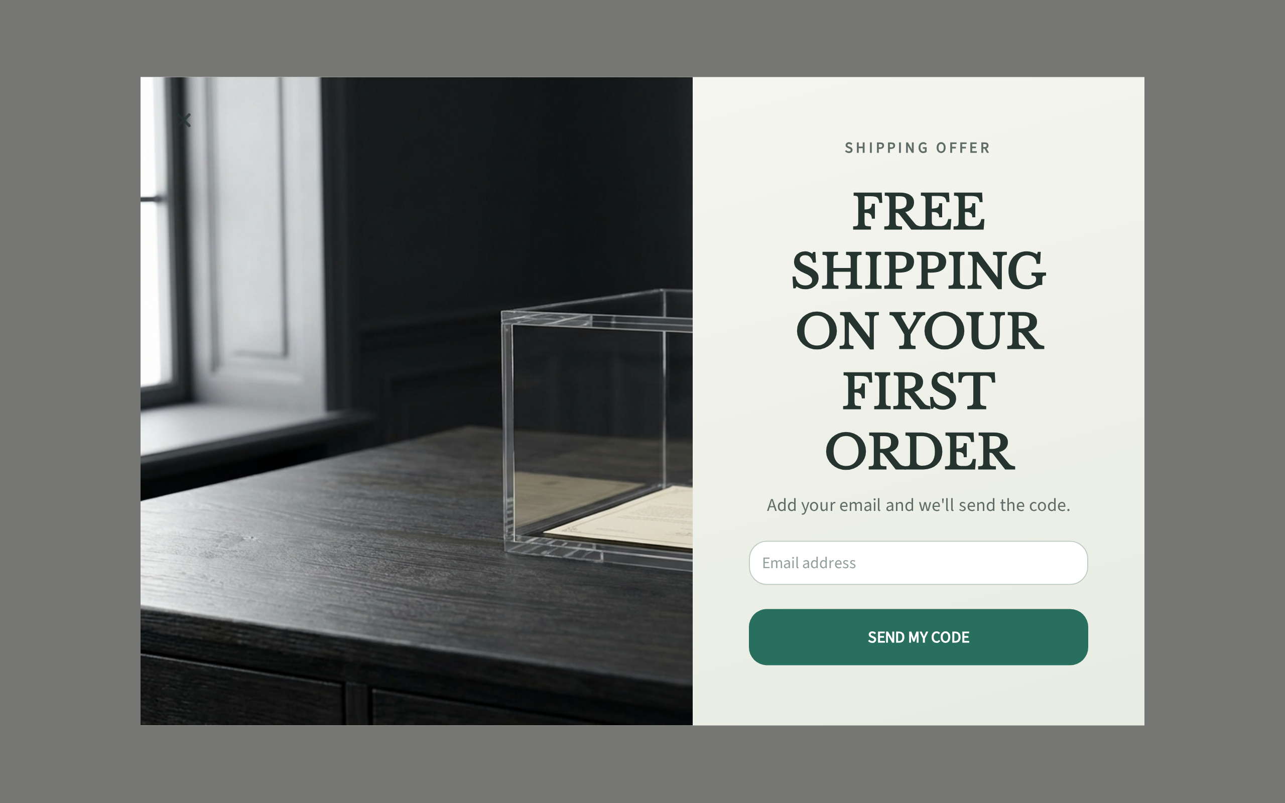 Collectibles Free Shipping, step 1 of 3 (Capture (Email))