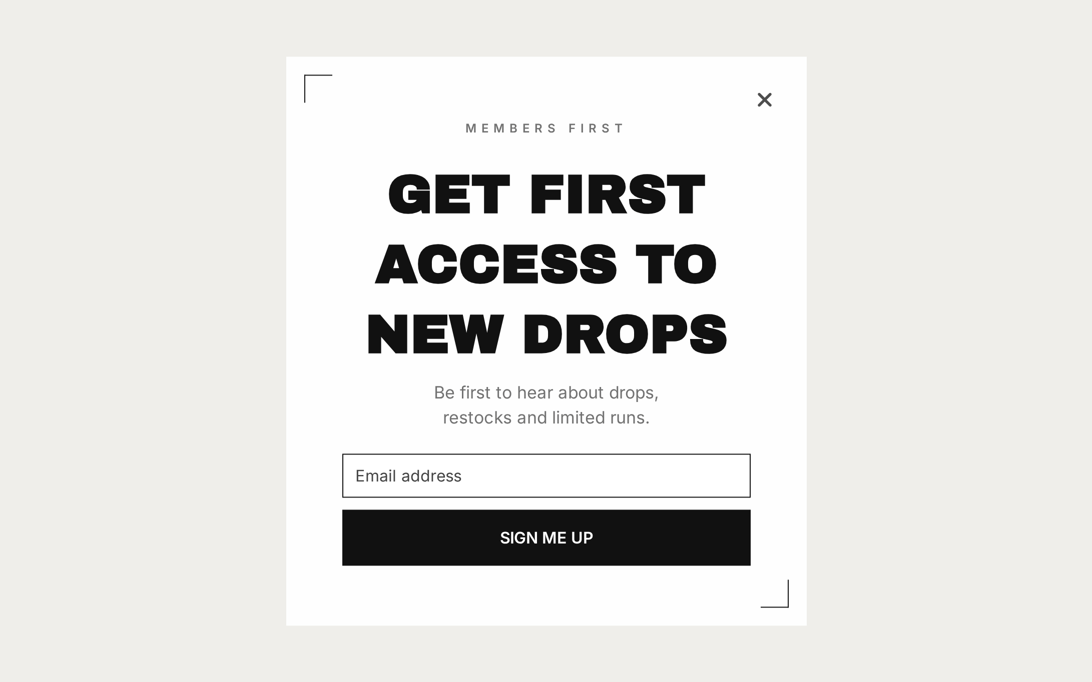 Fashion Early Access, step 1 of 3 (Capture (Email))
