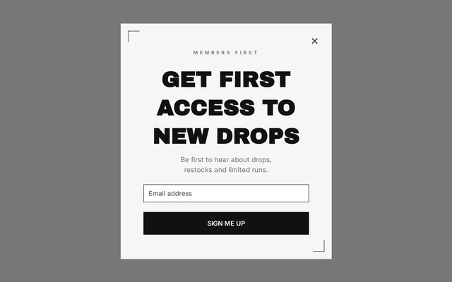 Fashion Early Access, step 1 of 3 (Capture (Email))