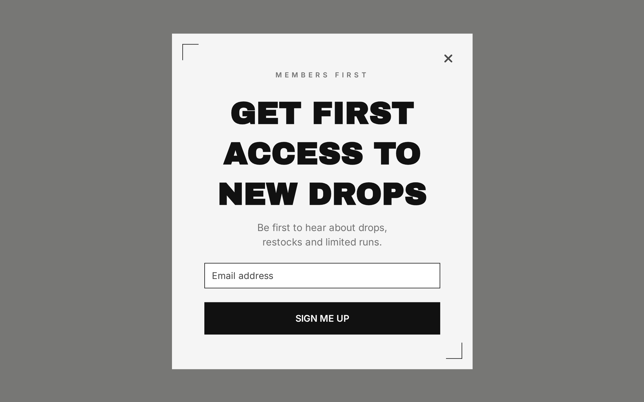 Fashion Early Access, step 1 of 3 (Capture (Email))