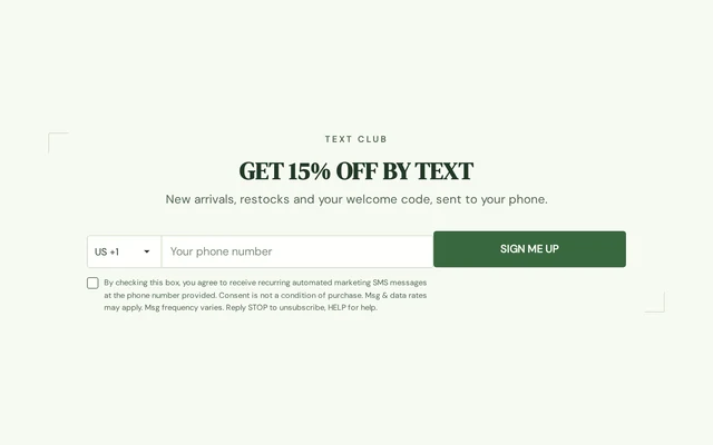 Home Decor SMS Signup, step 1 of 3 (Capture (Phone))