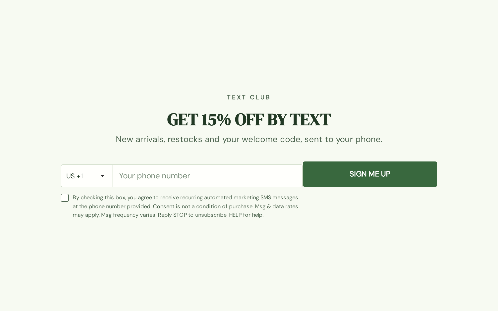 Home Decor SMS Signup, step 1 of 3 (Capture (Phone))