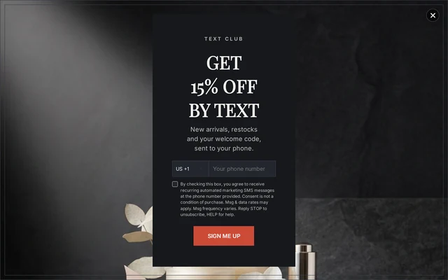 Skincare SMS Signup, step 1 of 3 (Capture (Phone))