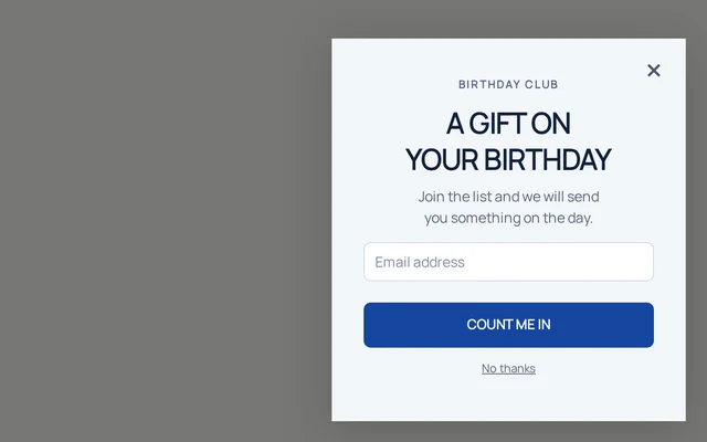Baby Birthday Club, step 1 of 4 (Capture (Email))