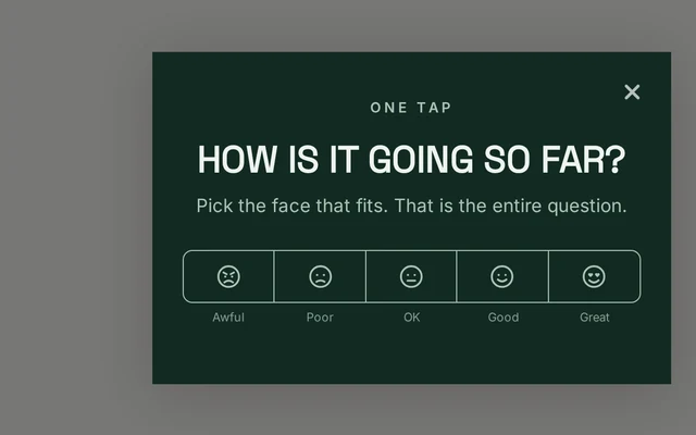 Wellness Emoji Feedback, step 1 of 2 (Capture (Rating))