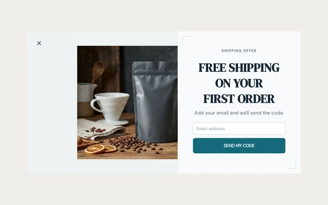 Coffee Free Shipping, step 1 of 3 (Capture (Email))