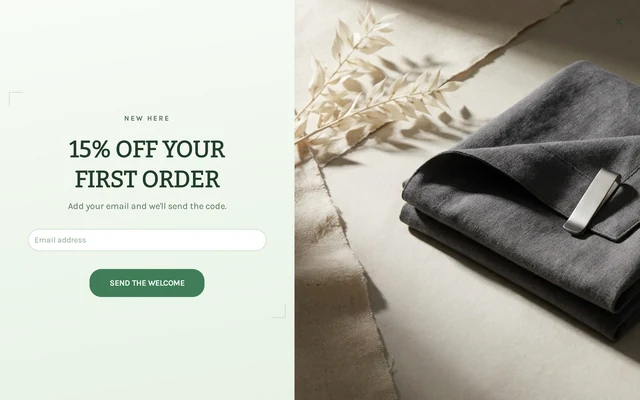 Fashion Welcome Offer, step 1 of 3 (Capture (Email))