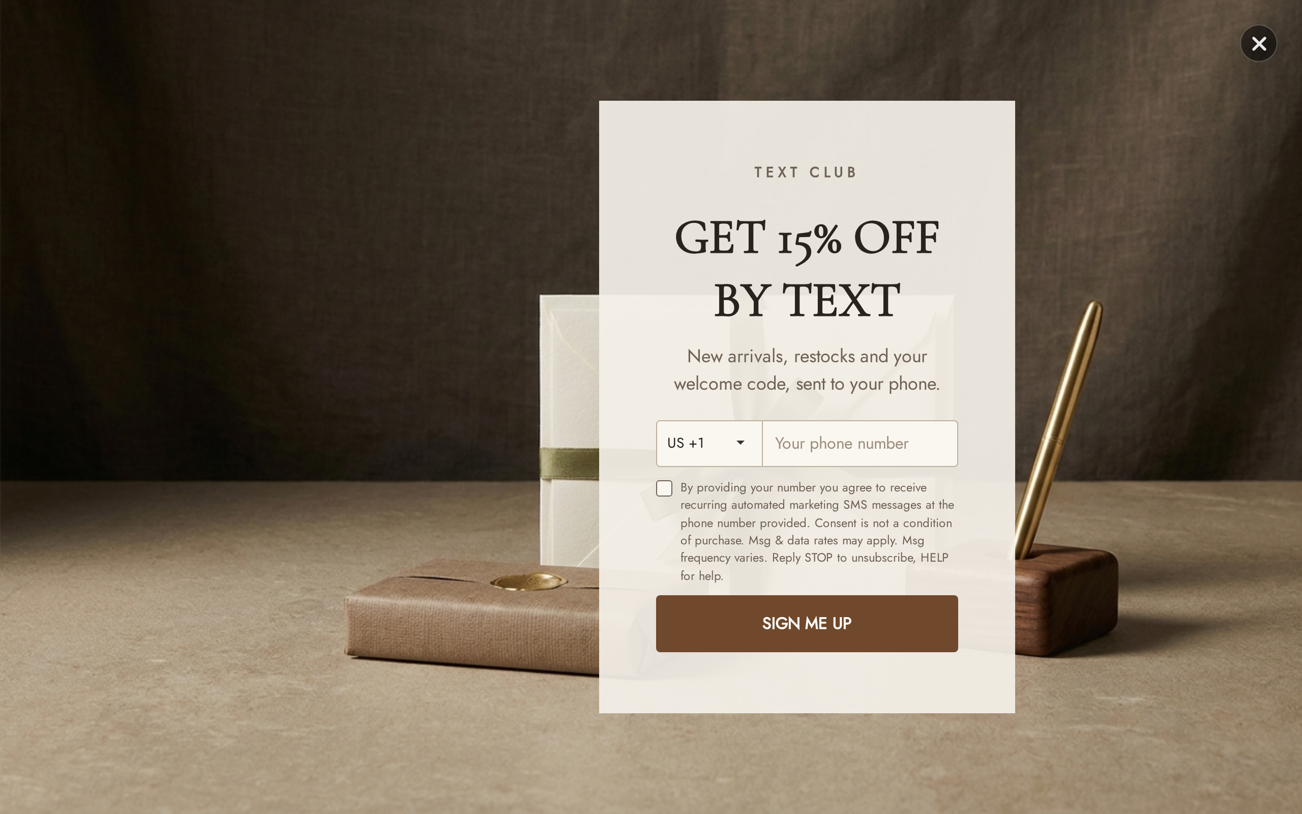 Stationery SMS Signup, step 1 of 3 (Capture (Phone))