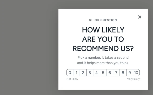 Coffee NPS Survey, step 1 of 3 (Capture (Rating))
