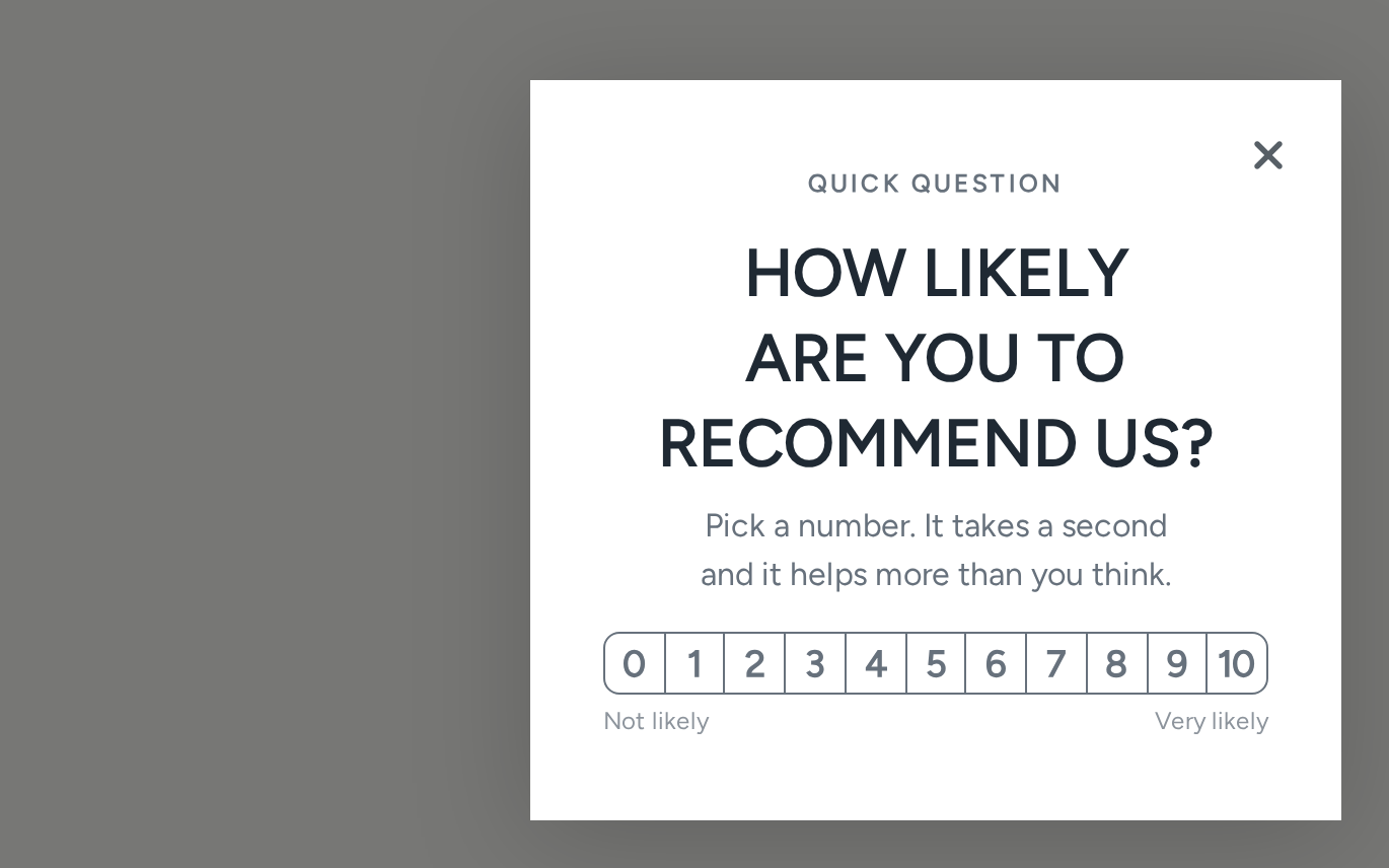 Coffee NPS Survey, step 1 of 3 (Capture (Rating))