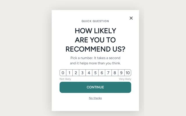 Coffee NPS Survey, step 1 of 3 (Capture (Rating))