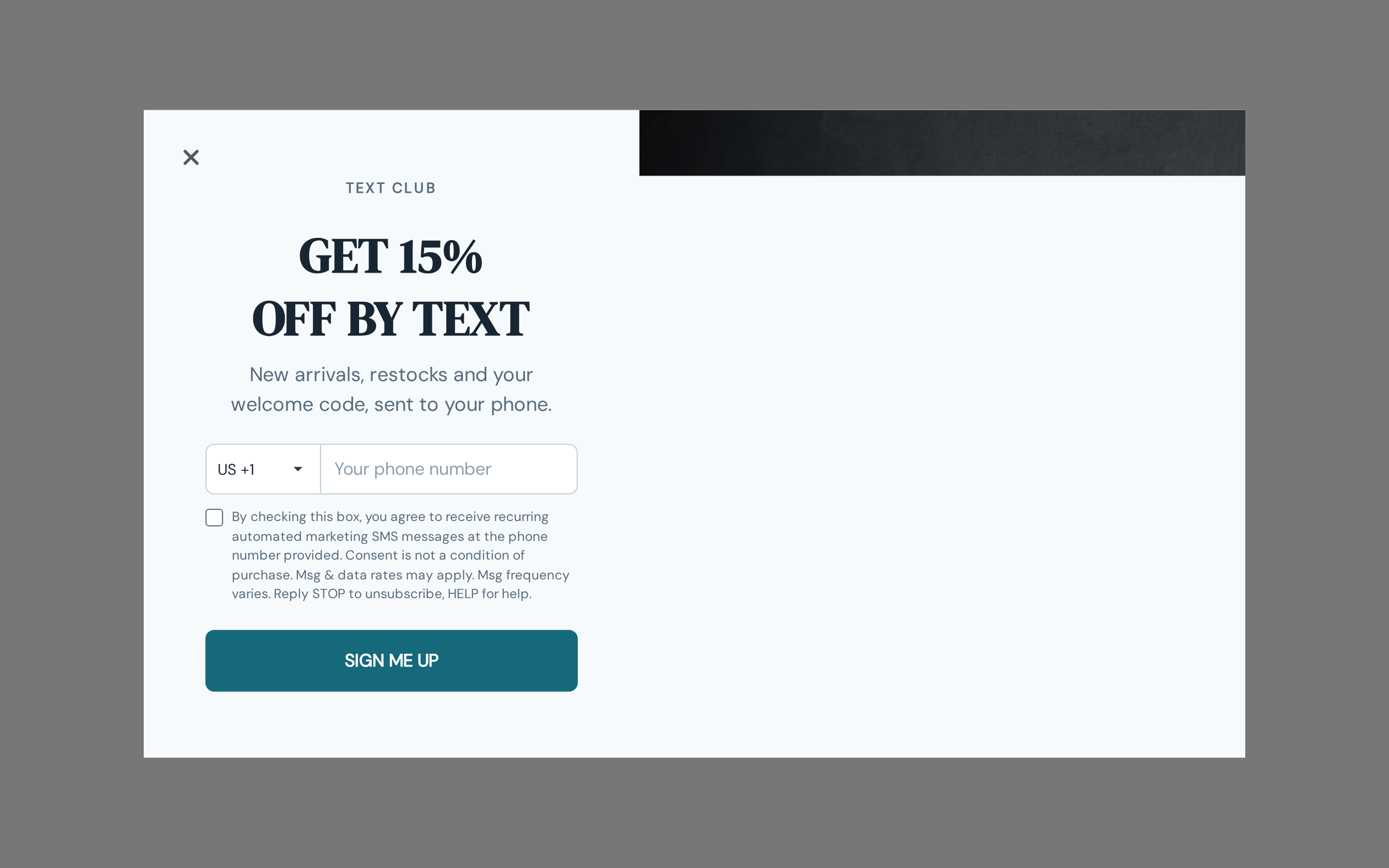 Wellness SMS Signup, step 1 of 3 (Capture (Phone))