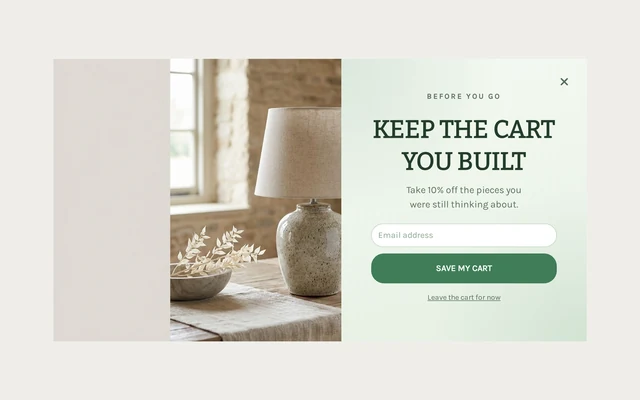 Home Decor Exit Intent, step 1 of 3 (Capture (Email))
