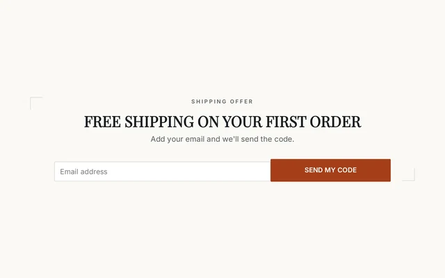 Skincare Free Shipping, step 1 of 3 (Capture (Email))