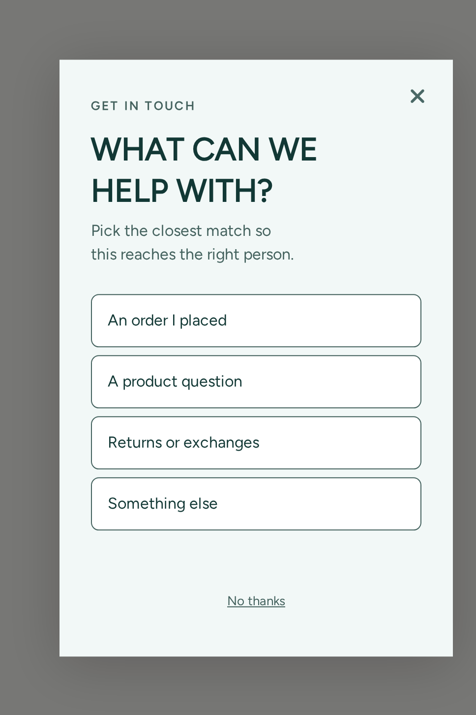 Wellness Contact Form, step 1 of 3 (Capture (Choice question))