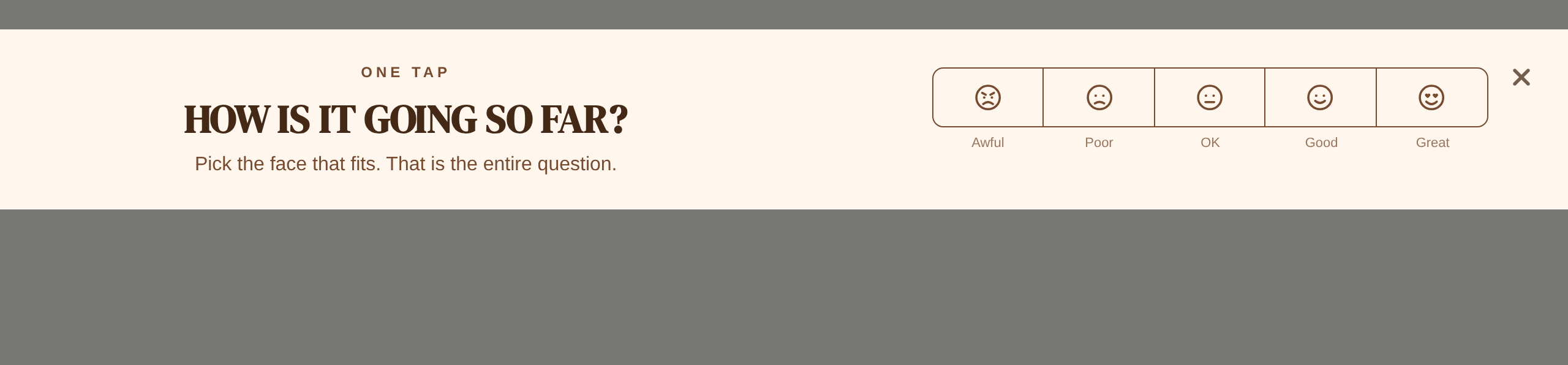 Skincare Emoji Feedback, step 1 of 2 (Capture (Rating))