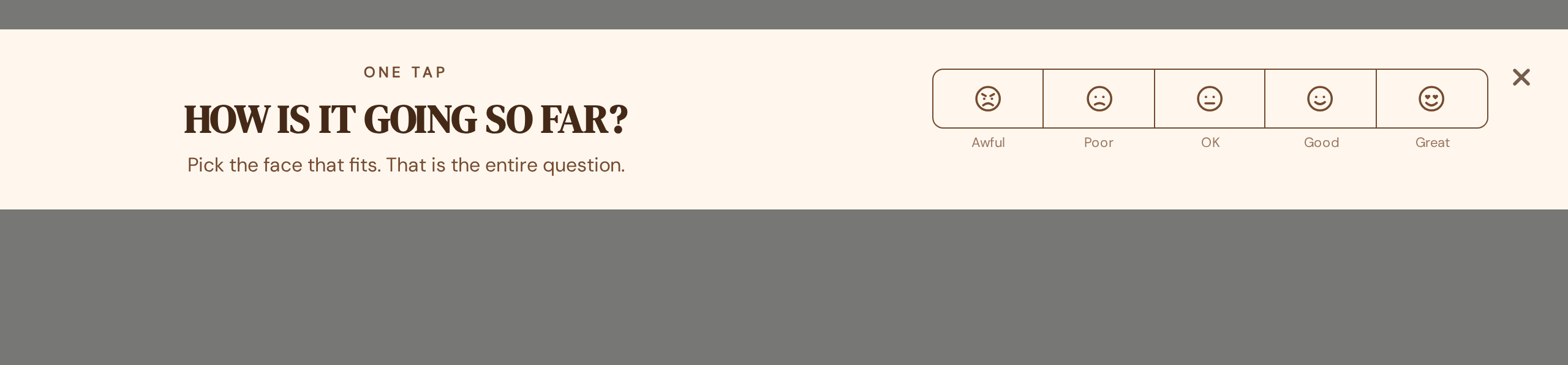 Skincare Emoji Feedback, step 1 of 2 (Capture (Rating))