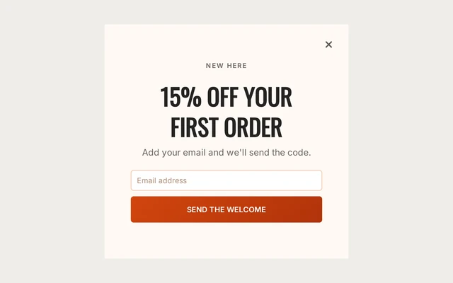 Collectibles Welcome Offer, step 1 of 3 (Capture (Email))