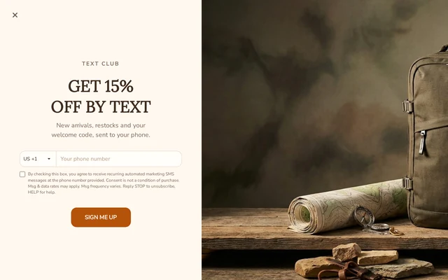 Outdoor SMS Signup, step 1 of 3 (Capture (Phone))