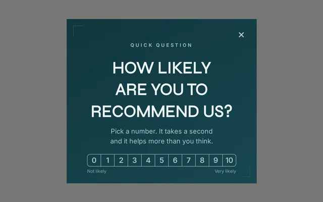 Collectibles NPS Survey, step 1 of 3 (Capture (Rating))
