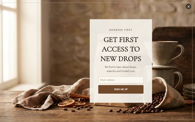 Coffee Early Access, step 1 of 3 (Capture (Email))
