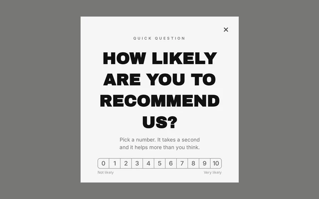 Stationery NPS Survey, step 1 of 3 (Capture (Rating))