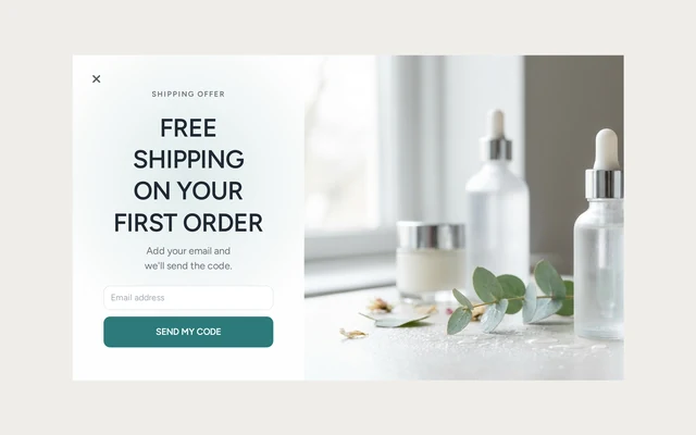 Skincare Free Shipping, step 1 of 3 (Capture (Email))