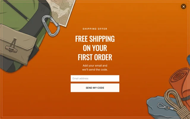 Outdoor Free Shipping, step 1 of 3 (Capture (Email))