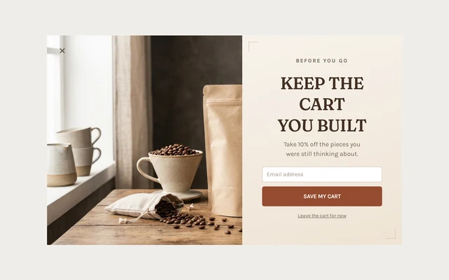 Coffee Exit Intent, step 1 of 3 (Capture (Email))