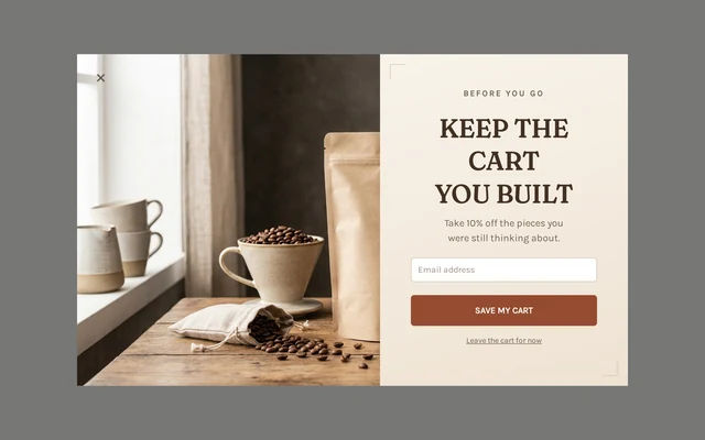 Coffee Exit Intent, step 1 of 3 (Capture (Email))